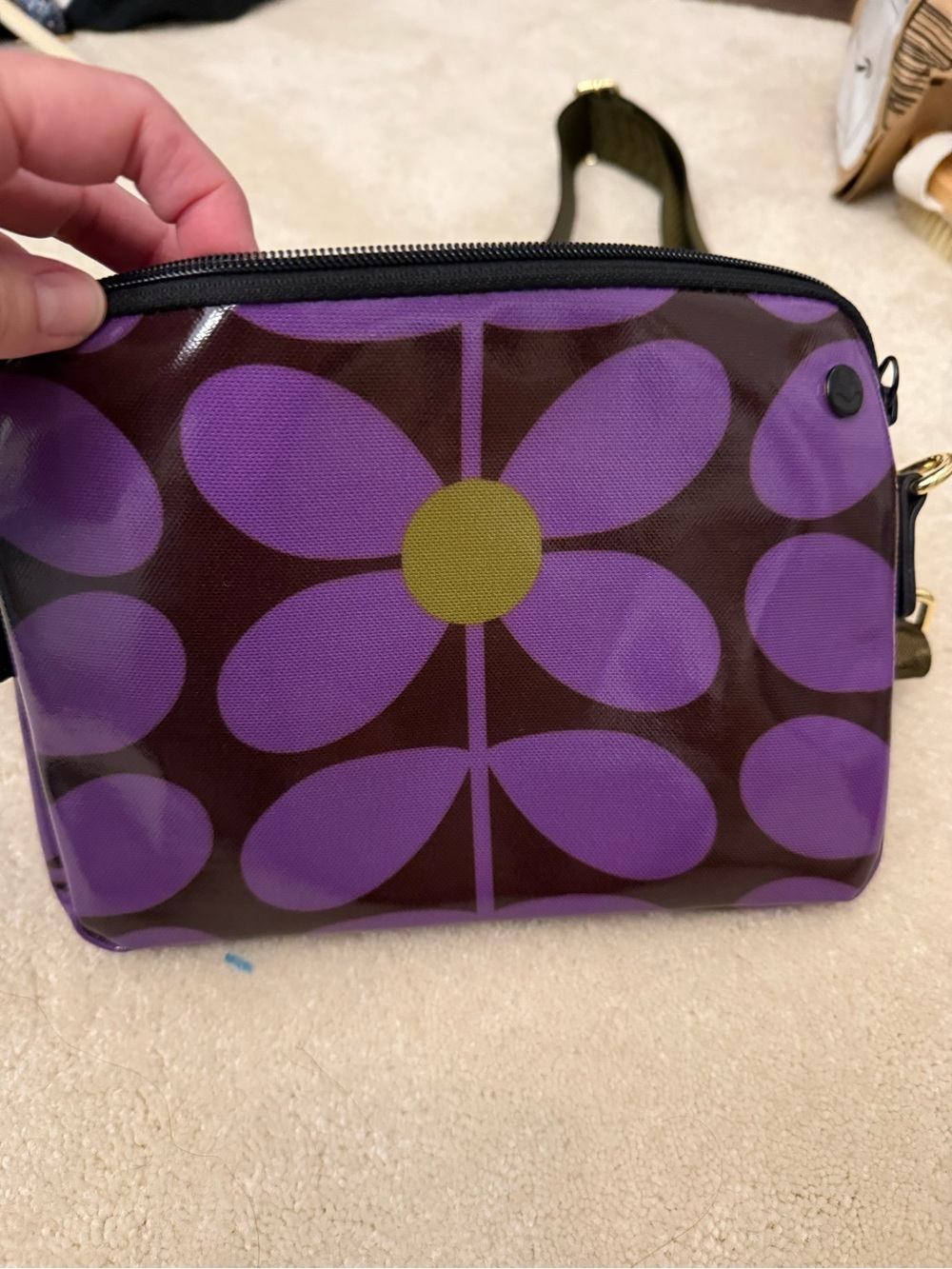 Orla Kiely Purple Floral Pattern Slim Crossbody Bag NEW - Picture 3 of 10